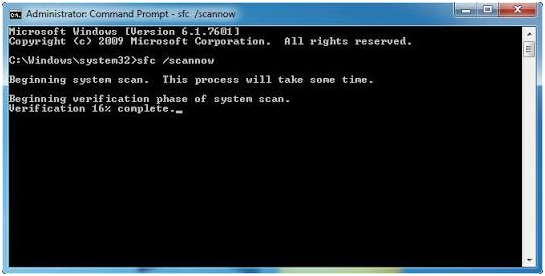 , type the command sfc/scannow