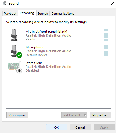 Set microphone default