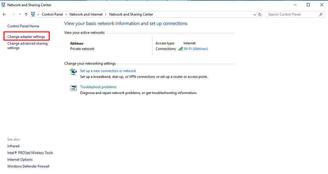 adapter settings