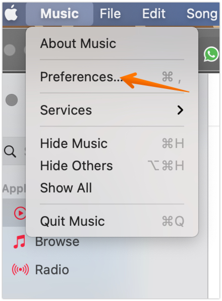 Click on Preferences