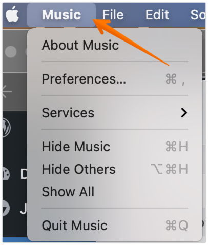Click on Music on Menu