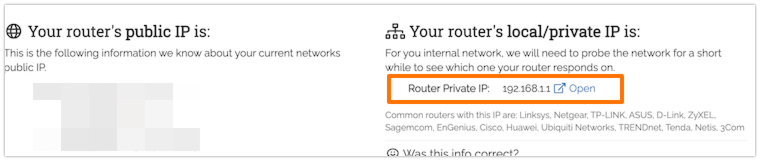 Check Router Local:Private IP