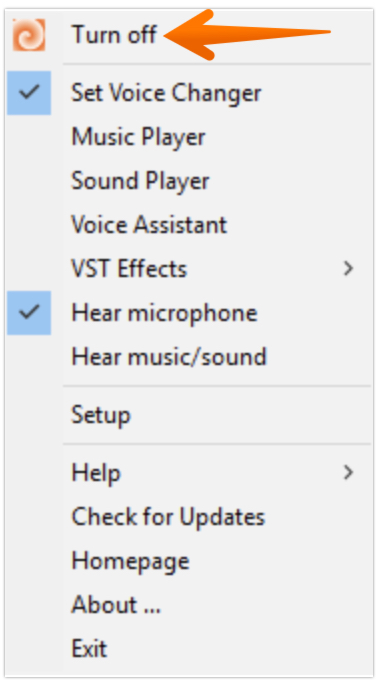 Choose Turn Off option