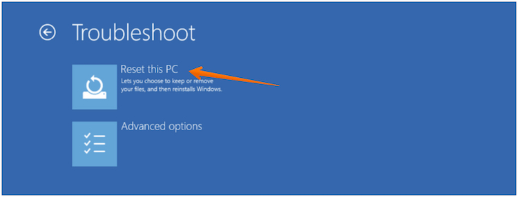 Click Reset this PC