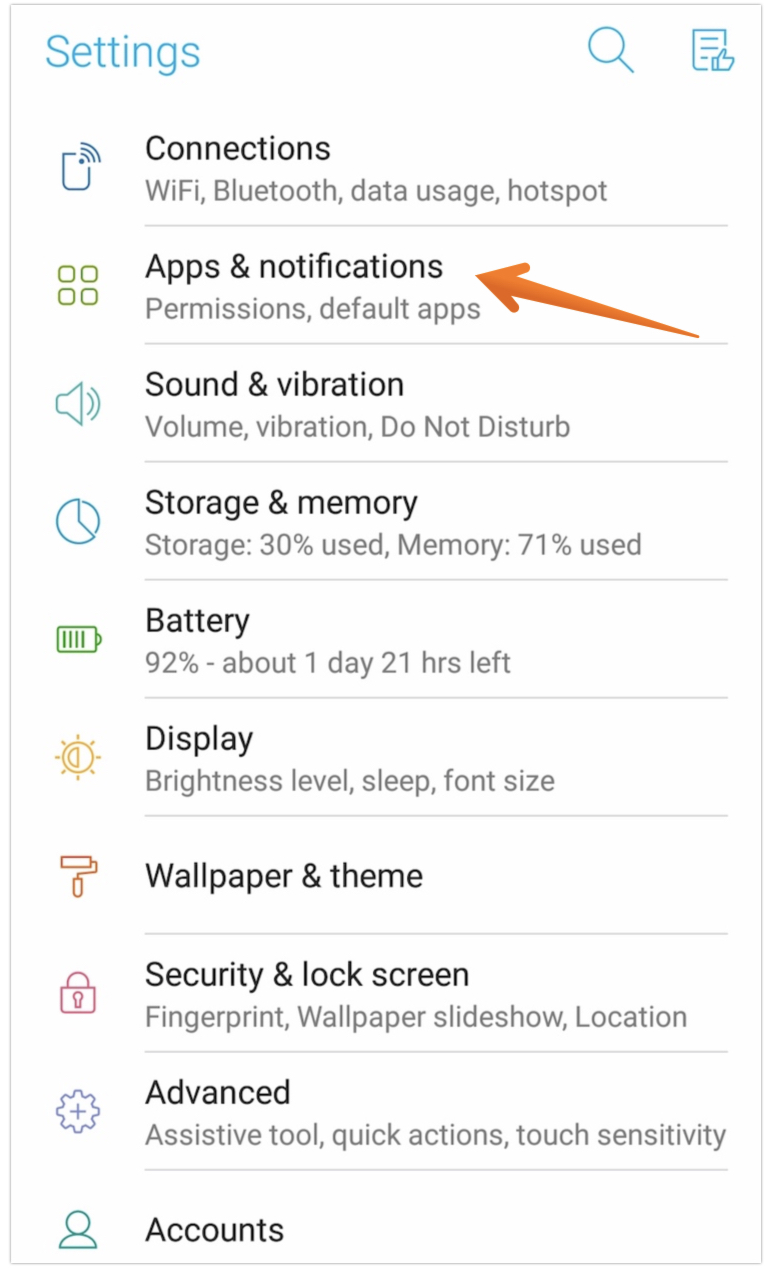 Click on Apps and Notifications