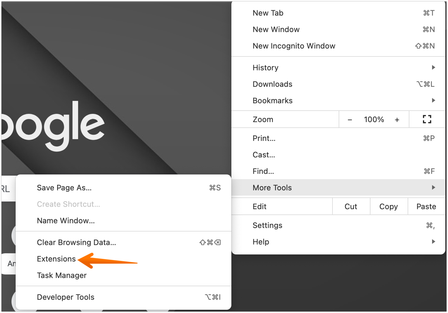 Click on Extensions