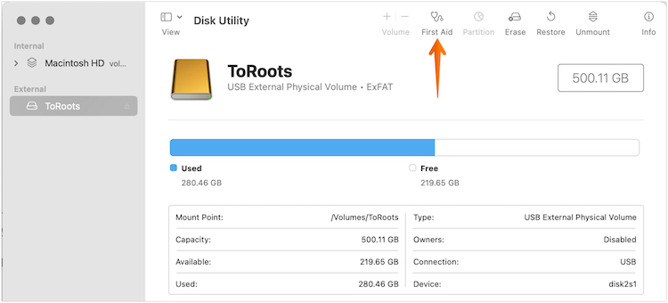 Click on First Aid Option