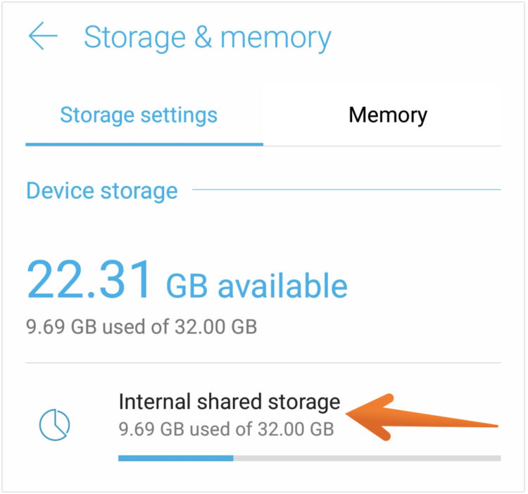 Click on Internal Storage