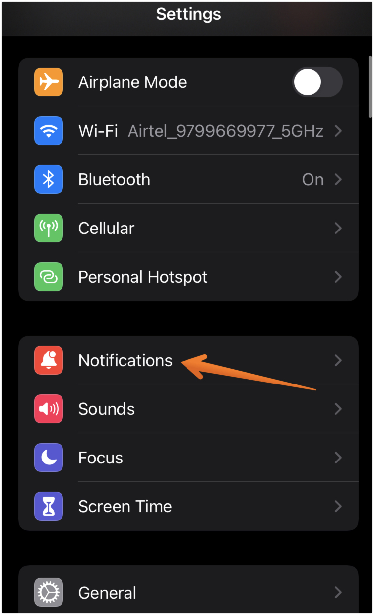 Click on Notifications