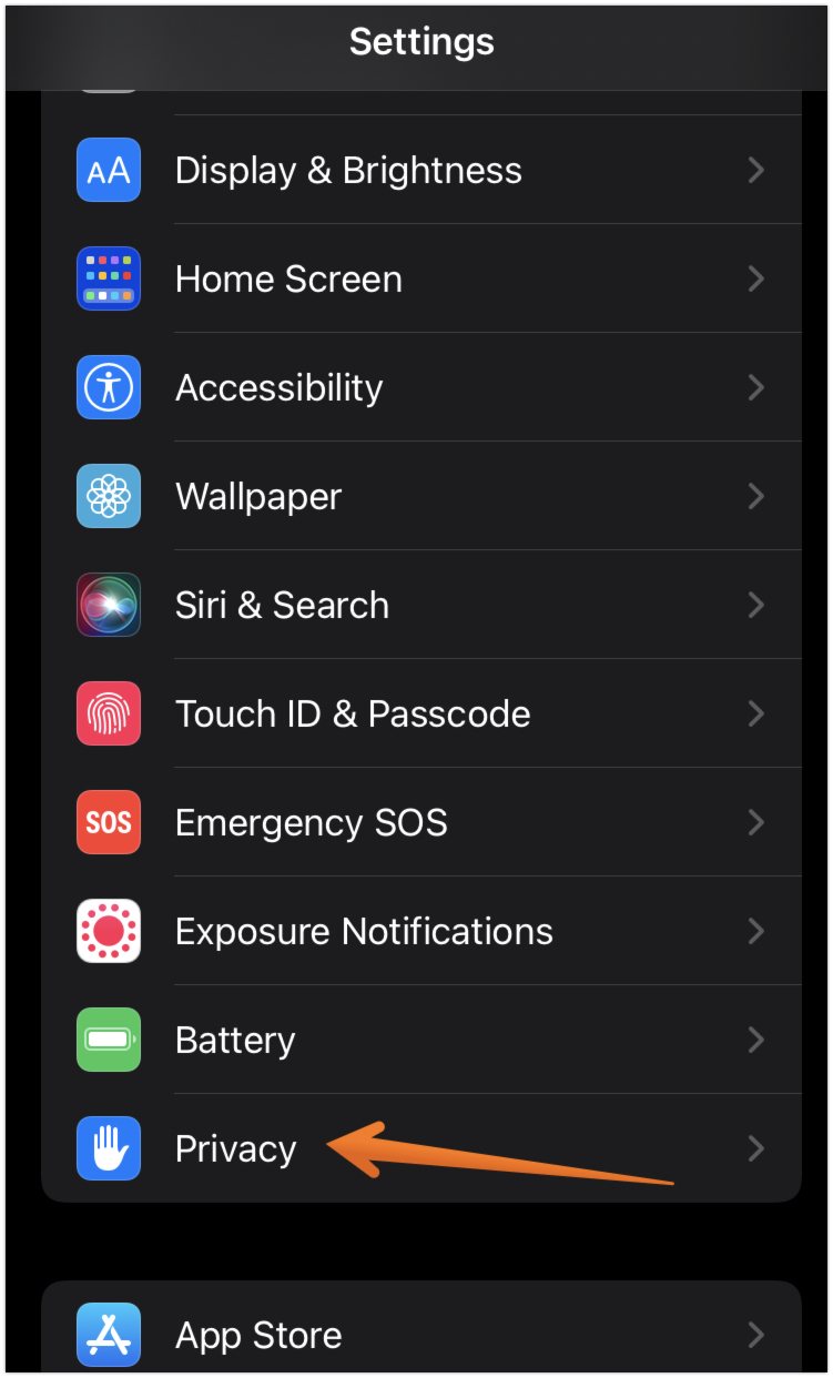 Click on Privacy