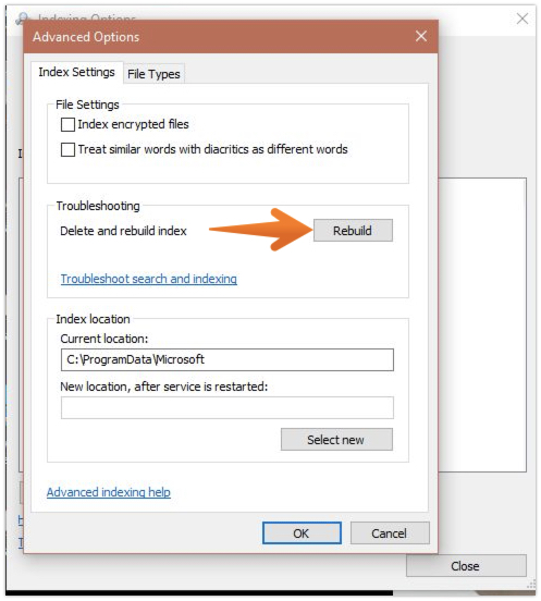 Click on Rebuild Option