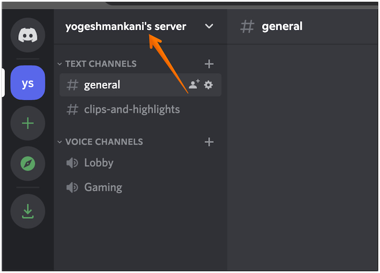 Click on Server's Name