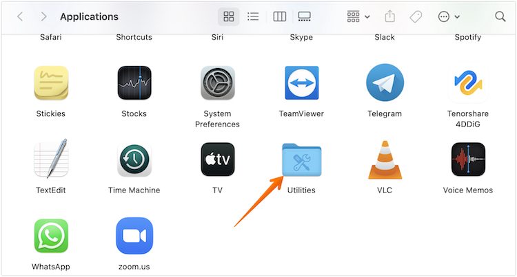 Click on Utilities Folder