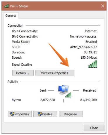 Click on Wireless Properties