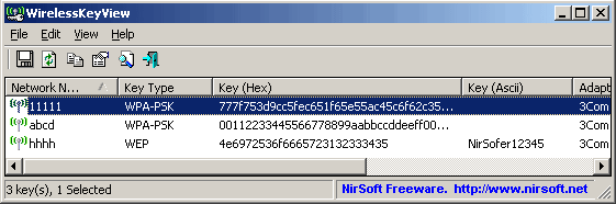 Find Password in WirelessKeyView