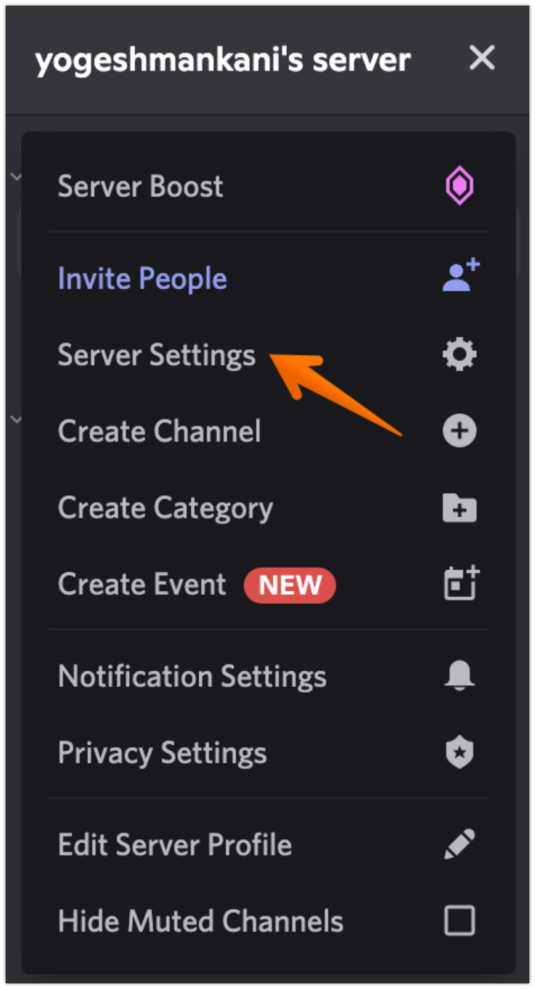 Tap on Server's Settings