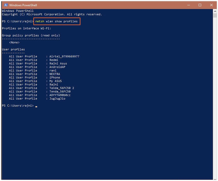 Type the Command