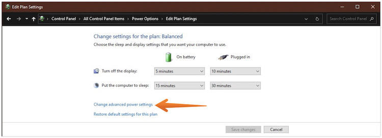 Change Advanced Power Settings