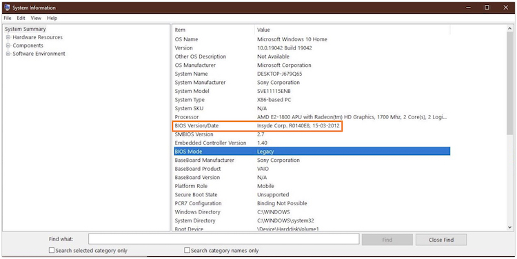 Check BIOS Version Date