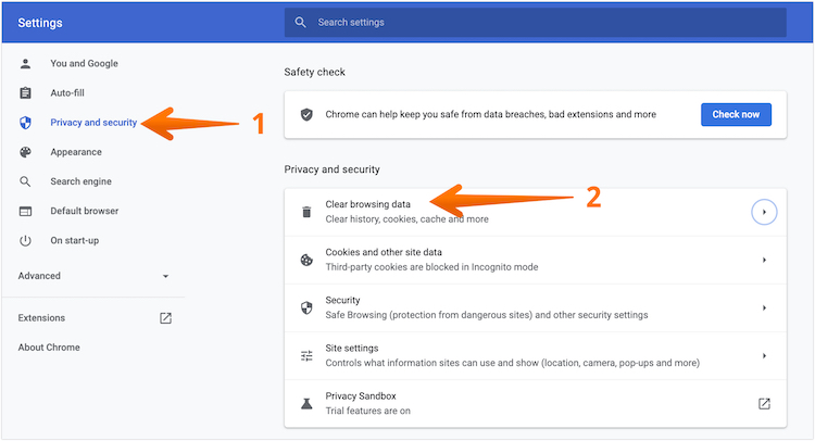 Choose Clear Browsing Data