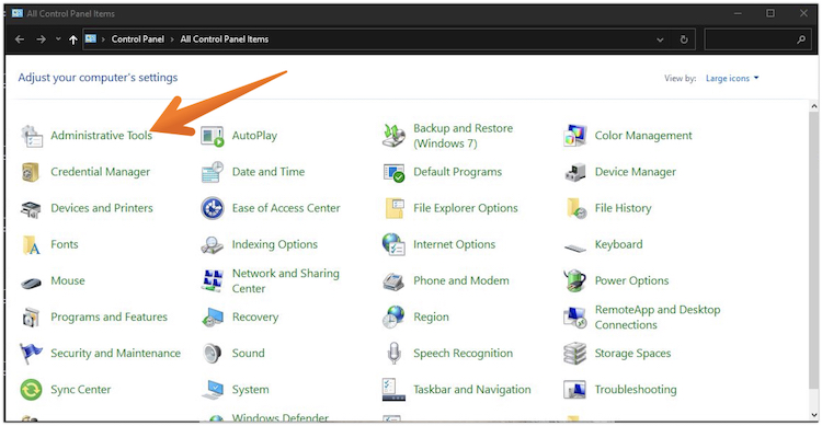Click on Administrative Tool