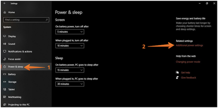 Click on Advanced Power Settings