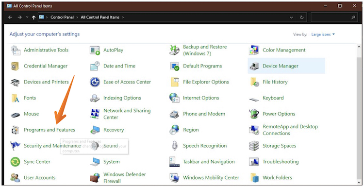 Click on Programs and Features