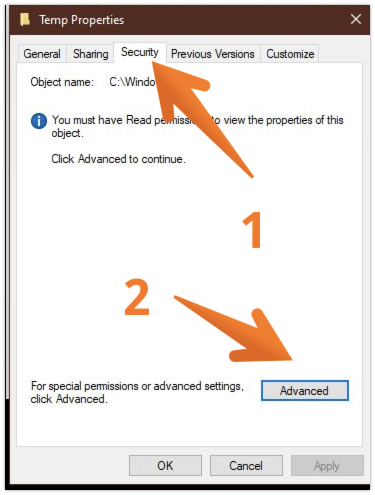 Click on Security and Then Advanced