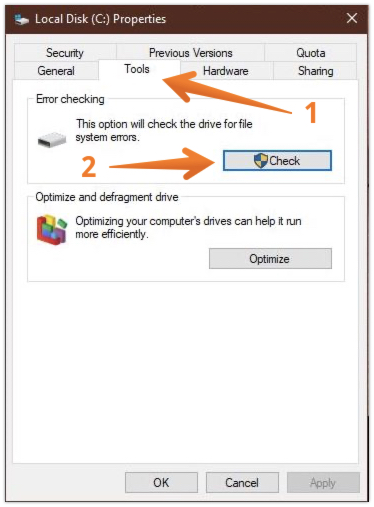 Click on Tool then Check