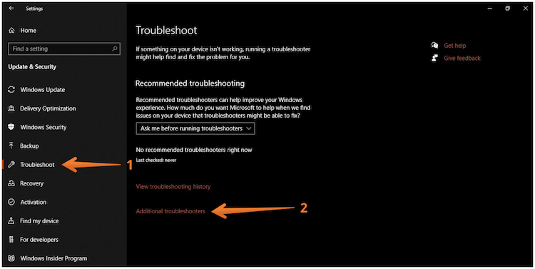 Click on Troubleshoot