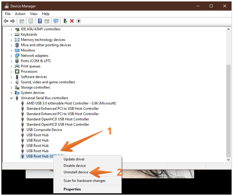 Click on Uninstall Device
