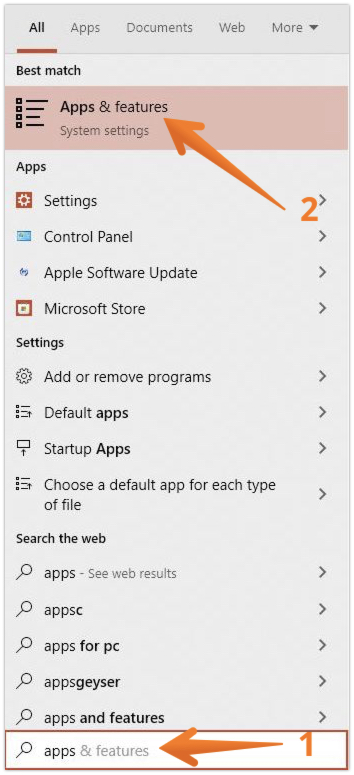 Click on Apps & Features