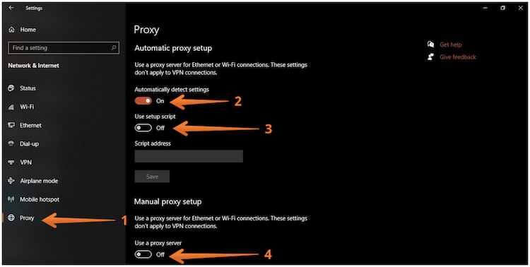 Disable Proxy Server