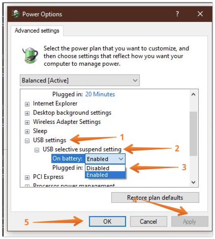 Disable USB Selective Suspend