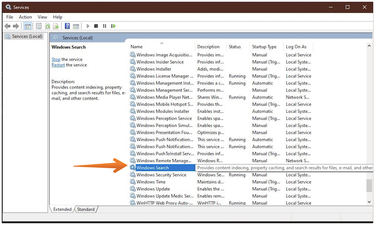 Double-click on Windows Search