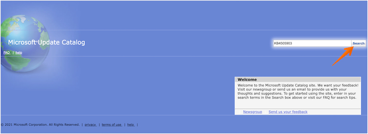 Find the Update in Search Bar