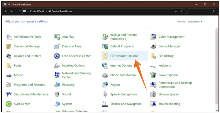 Open File Explorer Options