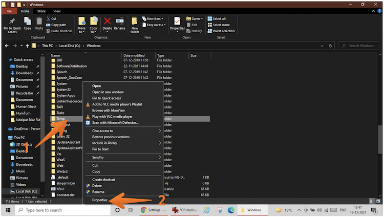 Right Click and Click Properties