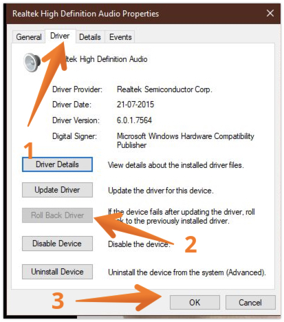 Choose Roll Back Driver