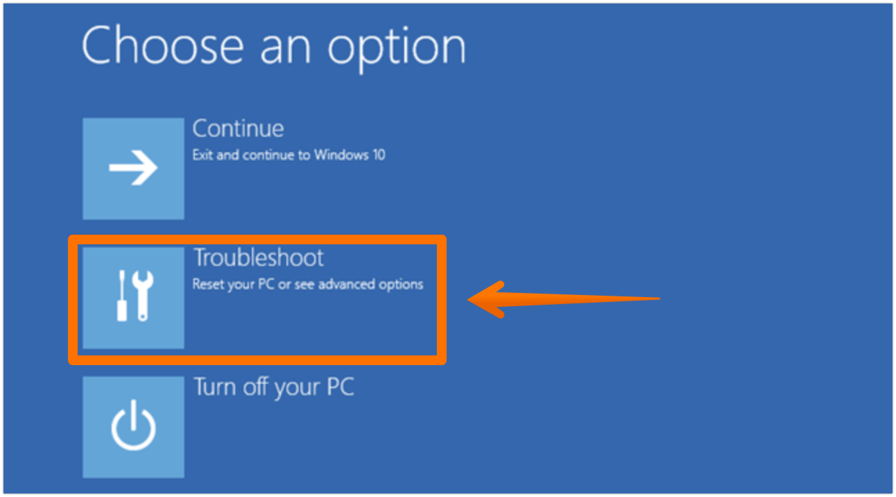 Choose Troubleshoot