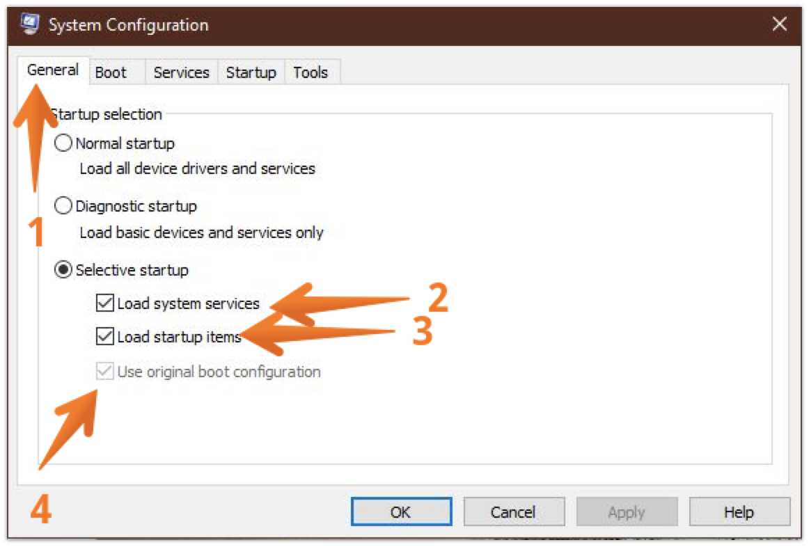 Click General Tab in System Configuration