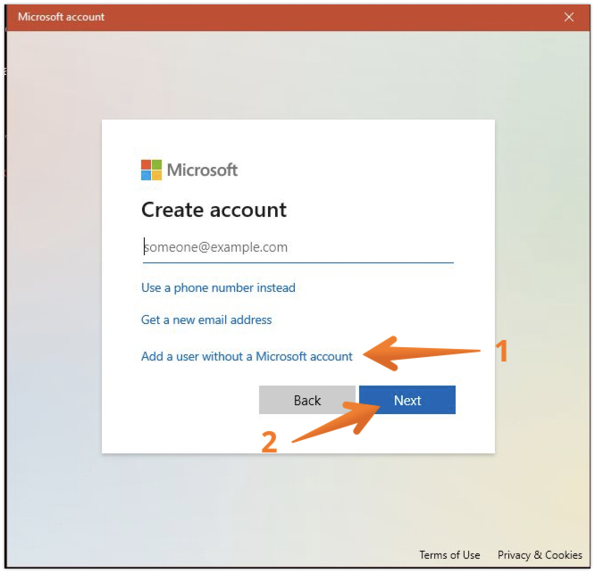 Click on Add a User With Microsoft Account