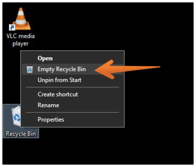 Click on Empty Recycle Bin
