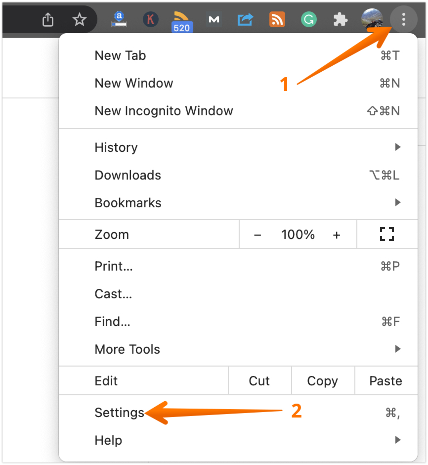 Click on Settings in Chrome