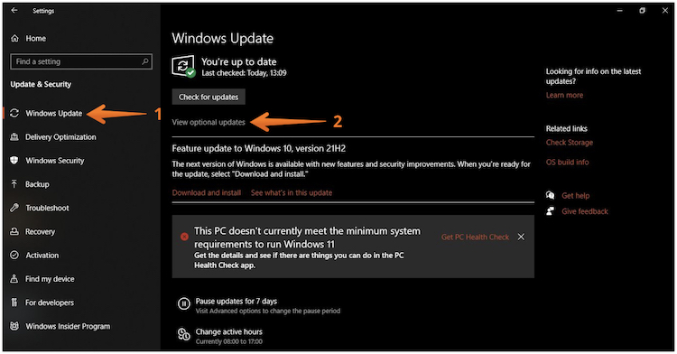 Click on View Optional Updates