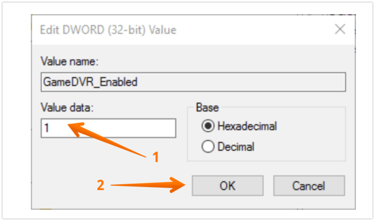 Enter 1 in Value Data