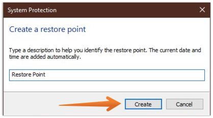 Give Name to Restore Point