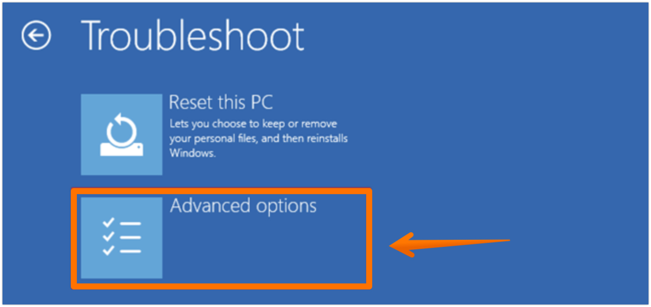 Go to Advanced Options