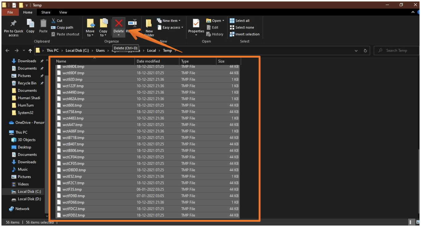 Select All Files and Delete