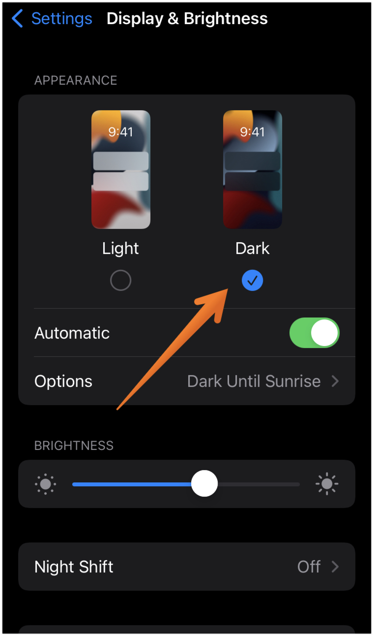 Tickmark Dark Mode Option
